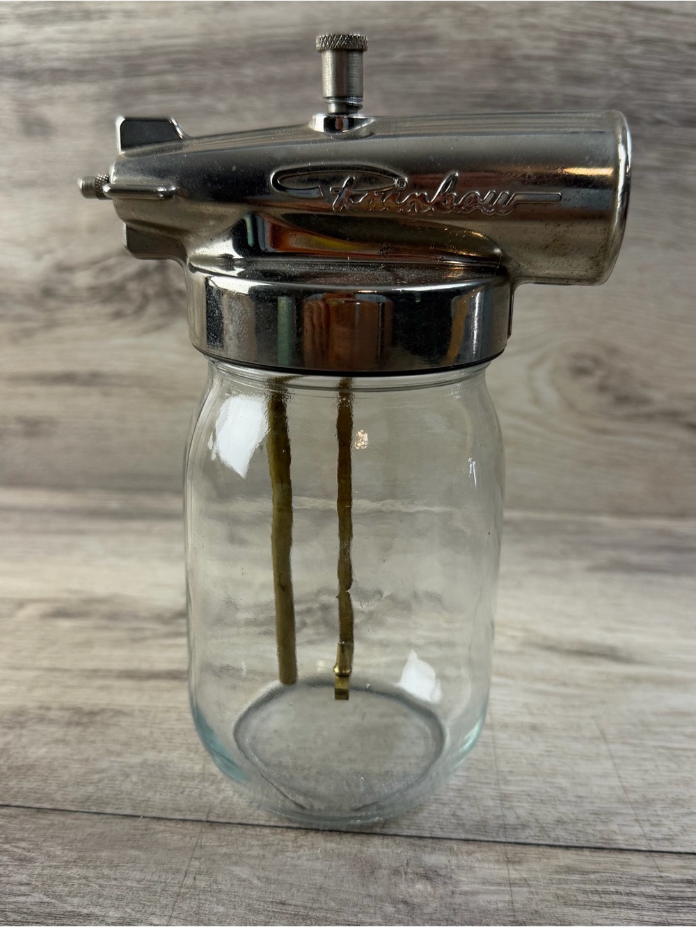Vintage Rainbow Vacuum Paint Spray Gun Attachment Rexair Glass Jar Part 1950s